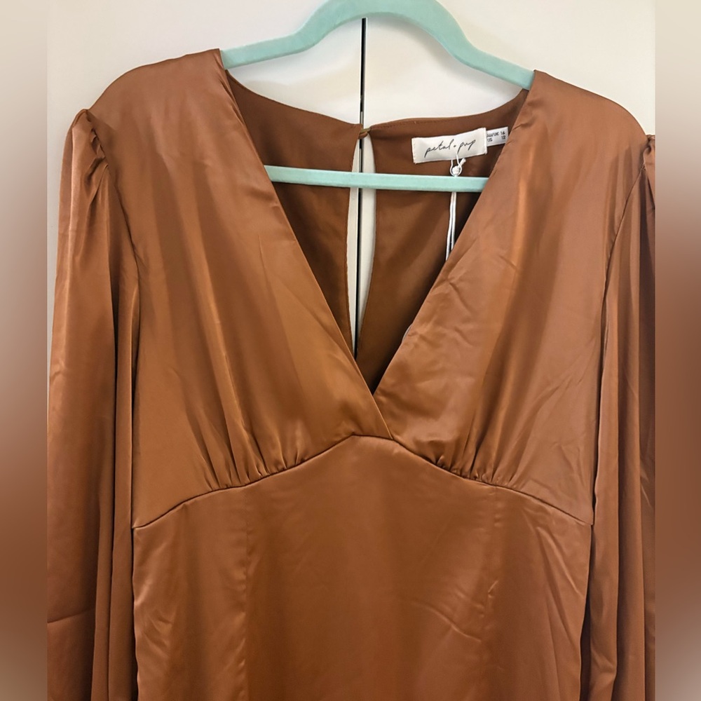 Rust cuff sleeve dress